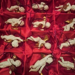 FRANKLIN MINT HERALDING ANGELS PORCELAIN CHRISTMAS ORNAMENTS 12
